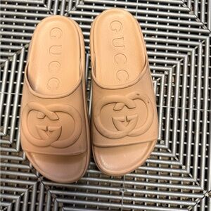 Gucci Beige Logo Slide Sandals